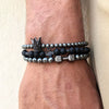 Bracelet Jewelry Wooden Beads Volcanic Stone Black Gallstone Black Frosted Geometric Handmade Unisex