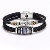Bracelet Lapis Lazuli Tiger Eye Stone Cortex Stainless Steel Buckle Retro Geometric Handwoven Jewelry