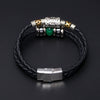 Bracelet Lapis Lazuli Tiger Eye Stone Cortex Stainless Steel Buckle Retro Geometric Handwoven Jewelry