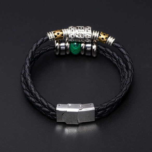 Bracelet Lapis Lazuli Tiger Eye Stone Cortex Stainless Steel Buckle Retro Geometric Handwoven Jewelry