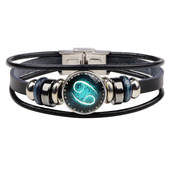 Bracelet Leather Woven Constellation Pattern Personality Style