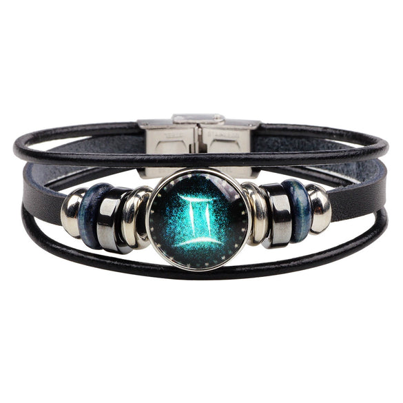 Bracelet Leather Woven Constellation Pattern Personality Style