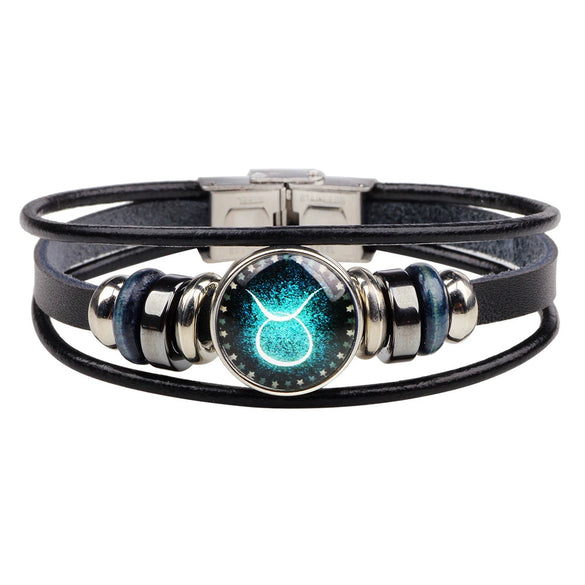 Bracelet Leather Woven Constellation Pattern Personality Style
