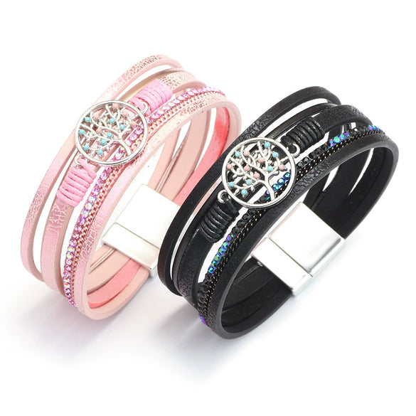 Bracelet Magnetic Material Leaves Pattern Electroplated Bohemian Style For Women