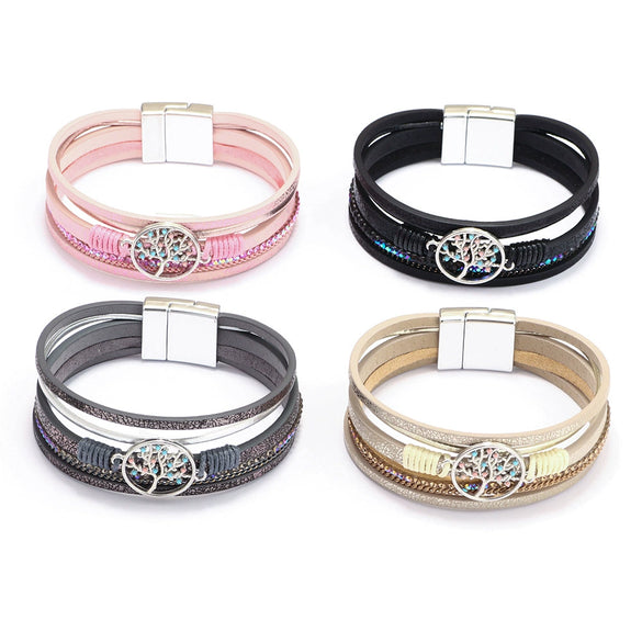 Bracelet Magnetic Material Leaves Pattern Electroplated Bohemian Style For Women