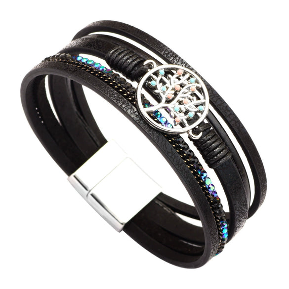 Bracelet Magnetic Material Leaves Pattern Electroplated Bohemian Style For Women