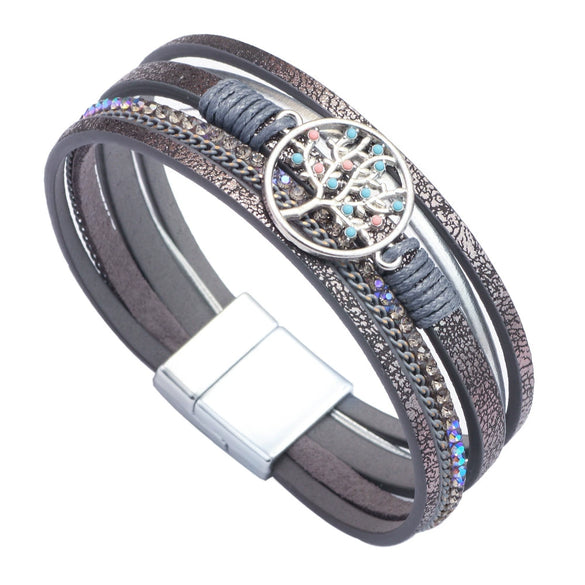 Bracelet Magnetic Material Leaves Pattern Electroplated Bohemian Style For Women