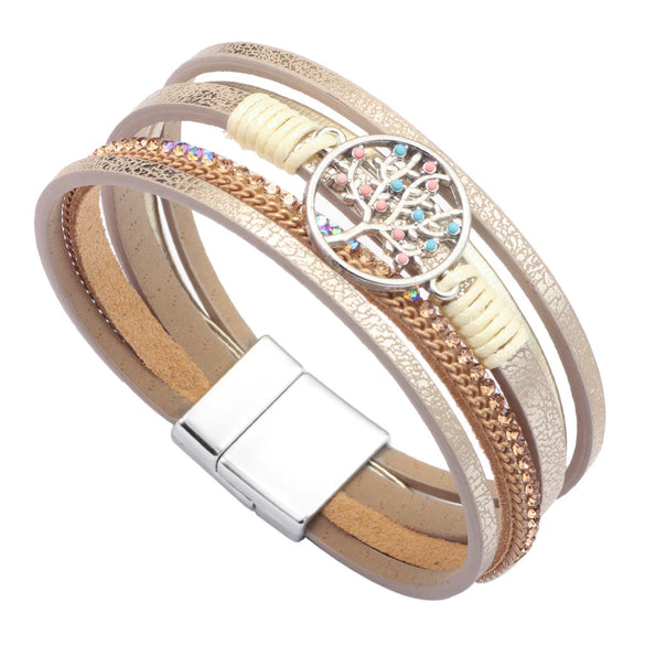 Bracelet Magnetic Material Leaves Pattern Electroplated Bohemian Style For Women