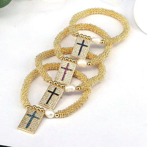 Bracelet Metal Heart Shaped Microinlay Love Rectangular Zirconium Beaded Unisex And Women's