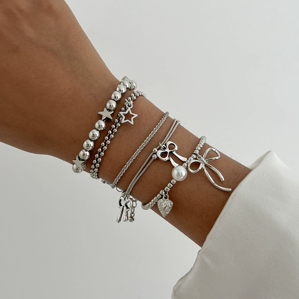 Bracelet Metal Heart Star Bow Shape Electroplating For Women