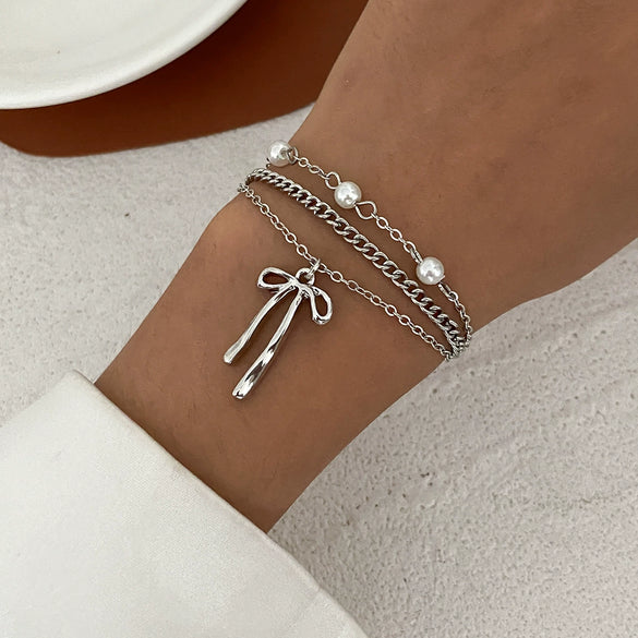 Bracelet Metal Heart Star Bow Shape Electroplating For Women
