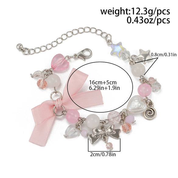 Bracelet Metal Imitation Pearl Bow Heartshaped Strawberry Geometric Star Electroplated Women's