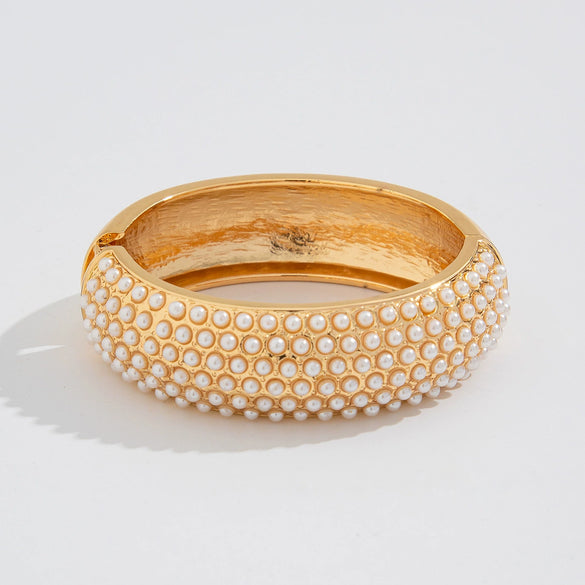 Bracelet Metal Imitation Pearl Cutout Glow Niche Geometric Electroplated For Women