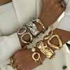 Bracelet Metal Imitation Pearl Diamond Encrusted Double Ring Twist Electroplating