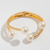 Bracelet Metal Imitation Pearl French Retro Electroplating Tapping Grain Design