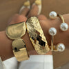 Bracelet Metal Imitation Pearl French Retro Electroplating Tapping Grain Design