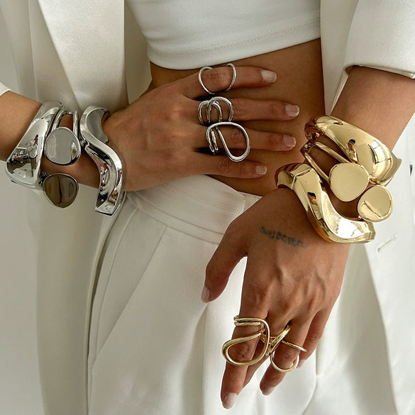 Bracelet Metal Punk Geometric Water Drop Electroplating For Women