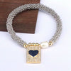 Bracelet Metal Rectangular Heart Microinlay Love Cross Beaded Zirconium Classic