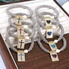 Bracelet Metal Rectangular Heart Microinlay Love Cross Beaded Zirconium Classic