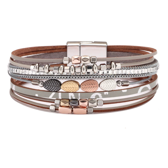 Bracelet Metal Woven Leaf Electroplated Women's