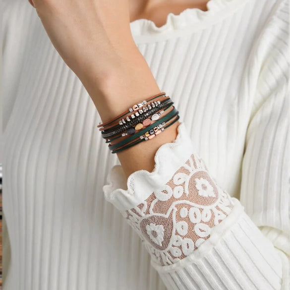 Bracelet Metal Woven Leaf Electroplated Women's