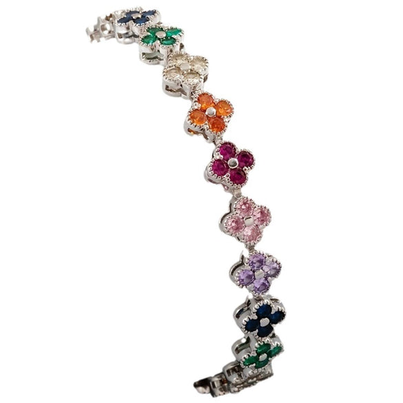 Bracelet Mixed Material Flower Zirconia Design Luxury