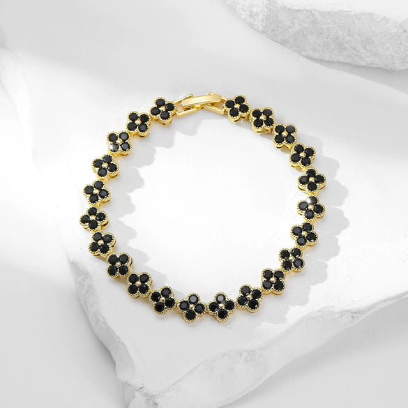 Bracelet Mixed Material Flower Zirconia Design Luxury