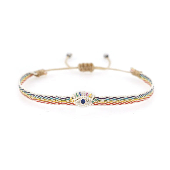 Bracelet Mixed Material Handwoven With Letters Numbers Text Pattern For Women