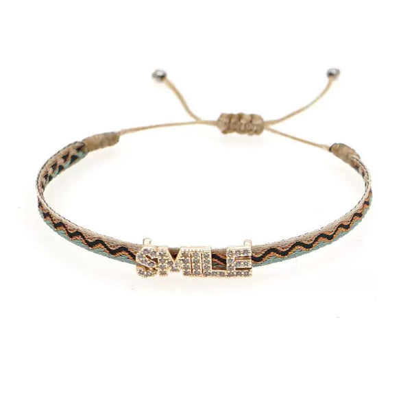 Bracelet Mixed Material Handwoven With Letters Numbers Text Pattern For Women