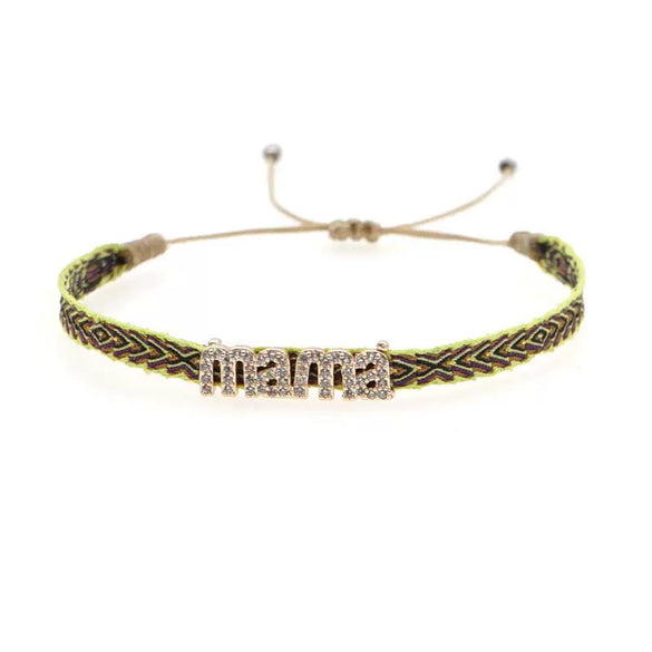 Bracelet Mixed Material Handwoven With Letters Numbers Text Pattern For Women