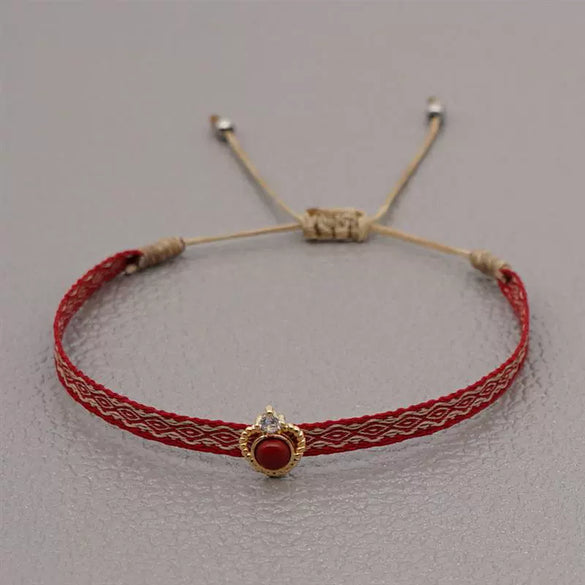 Bracelet Mixed Material Handwoven With Letters Numbers Text Pattern For Women