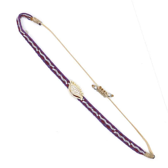 Bracelet Mixed Material Handwoven With Letters Numbers Text Pattern For Women