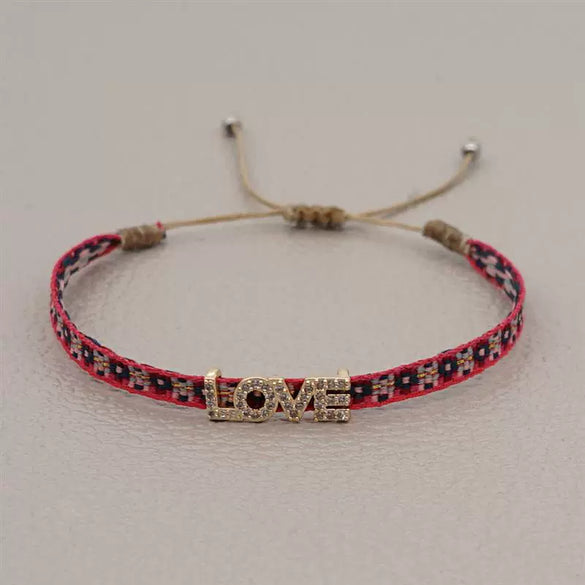 Bracelet Mixed Material Handwoven With Letters Numbers Text Pattern For Women