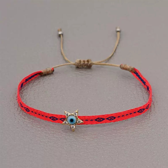 Bracelet Mixed Material Handwoven With Letters Numbers Text Pattern For Women