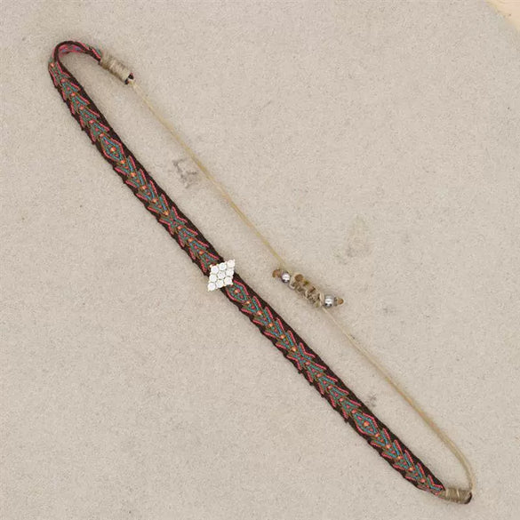 Bracelet Mixed Material Handwoven With Letters Numbers Text Pattern For Women