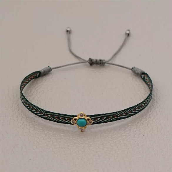 Bracelet Mixed Material Handwoven With Letters Numbers Text Pattern For Women