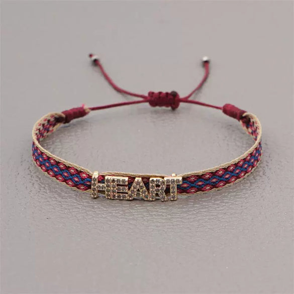 Bracelet Mixed Material Handwoven With Letters Numbers Text Pattern For Women