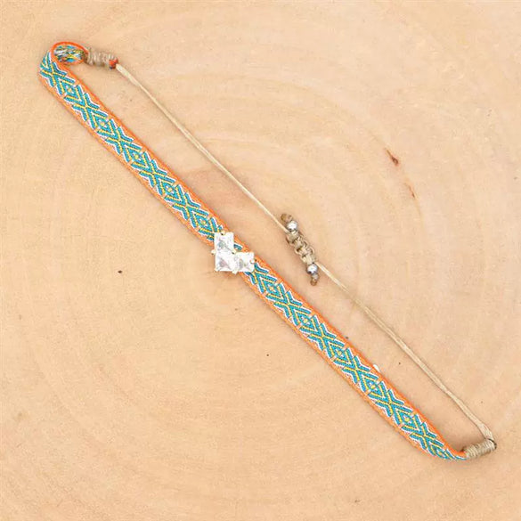 Bracelet Mixed Material Handwoven With Letters Numbers Text Pattern For Women