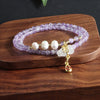 Bracelet Natural Amethyst Freshwater Pearl Crystal Handmade Double Circle Gourd Pendant Unisex