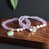 Bracelet Natural Amethyst Freshwater Pearl Crystal Handmade Double Circle Gourd Pendant Unisex