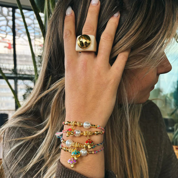 Bracelet Natural Baroque Pearl Mushroom Pendant Copper Electroplating Fashion