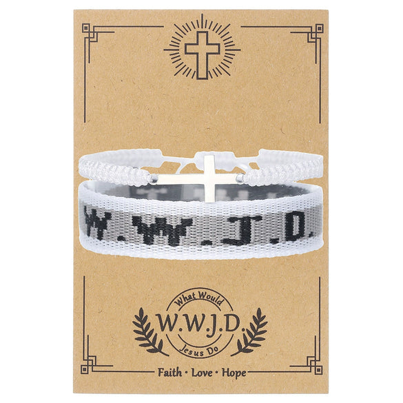 Bracelet Natural Stone Beads Geometric Handmade Cross Charm Faith Friendship Couple Unisex