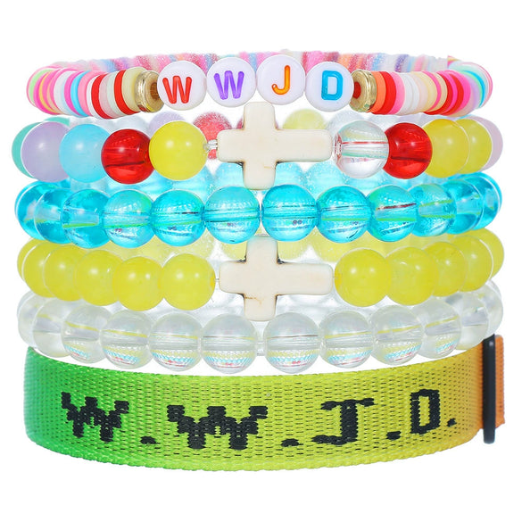Bracelet Natural Stone Beads Geometric Handmade Cross Charm Faith Friendship Couple Unisex