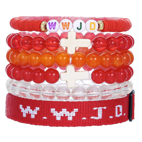 Bracelet Natural Stone Beads Geometric Handmade Cross Charm Faith Friendship Couple Unisex
