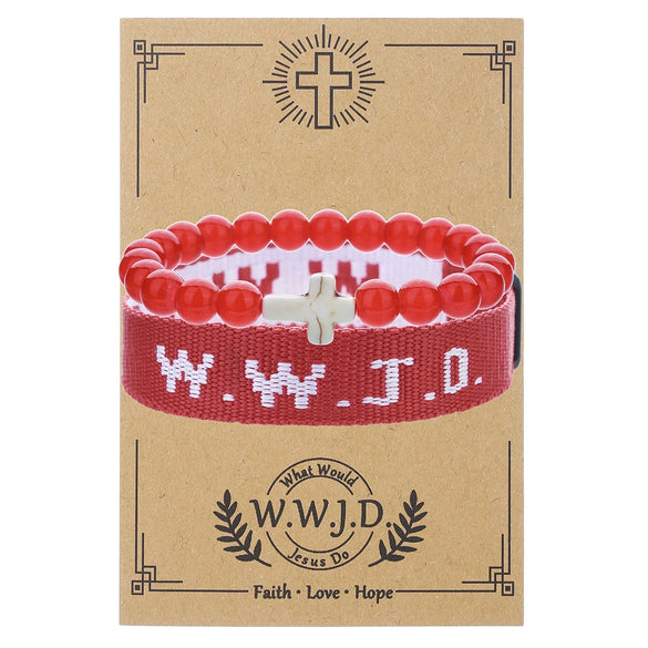 Bracelet Natural Stone Beads Geometric Handmade Cross Charm Faith Friendship Couple Unisex