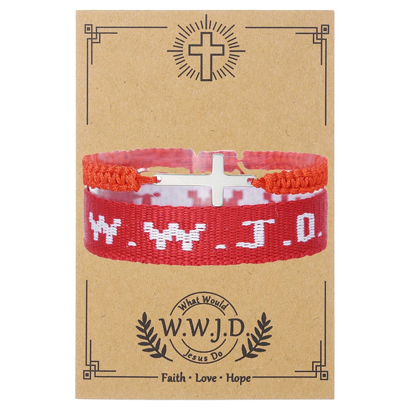 Bracelet Natural Stone Beads Geometric Handmade Cross Charm Faith Friendship Couple Unisex