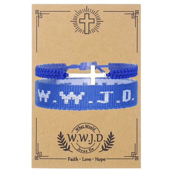 Bracelet Natural Stone Beads Geometric Handmade Cross Charm Faith Friendship Couple Unisex