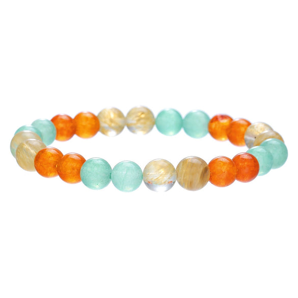 Bracelet Natural Stone Elastic Beaded Geometric Handmade