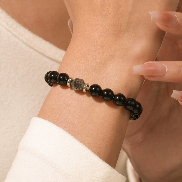 Bracelet Natural Stone Elastic Beaded Geometric Handmade