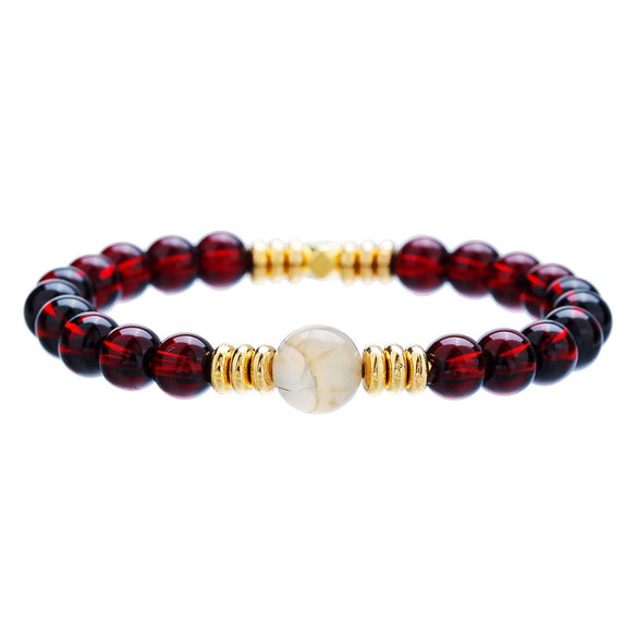 Bracelet Natural Stone Elastic Beaded Geometric Handmade